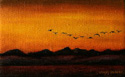 Autumn Sunset painted by Wendy Palmer<br>
				Oil on Canvas ~ 3 inch x 5 inch<br>
                ORIGINAL SOLD !<br>
                No reproductions available.